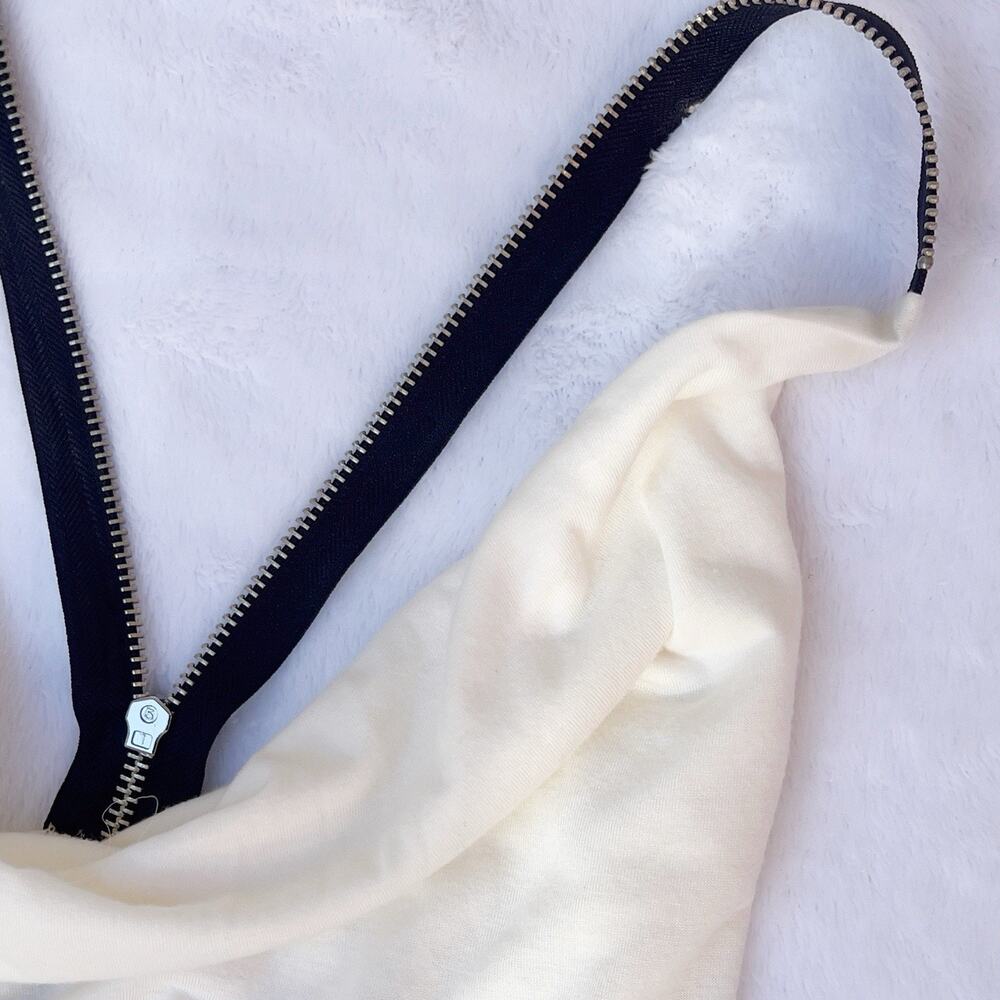 Miley Cyrus & Max Azria Cream Cowl Neck Zip Strap Tank Top Size S Y2K - Picture 5 of 10